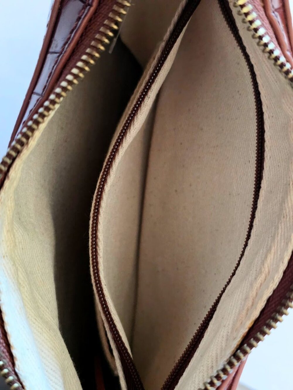 J.Crew Copenhagen Croc-Embossed Cowhide Leather Shoulder Bag Brown - Like New - Picture 10 of 16